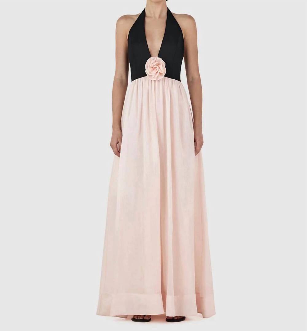 NEW HANSEN & GRETEL calla maxi dress in black/pink